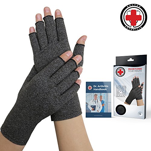 Product Cover Doctor Developed Compression Arthritis Gloves - Doctor Written Handbook Included: Relieve Arthritis Symptoms, Raynauds Disease & Carpal Tunnel (S)