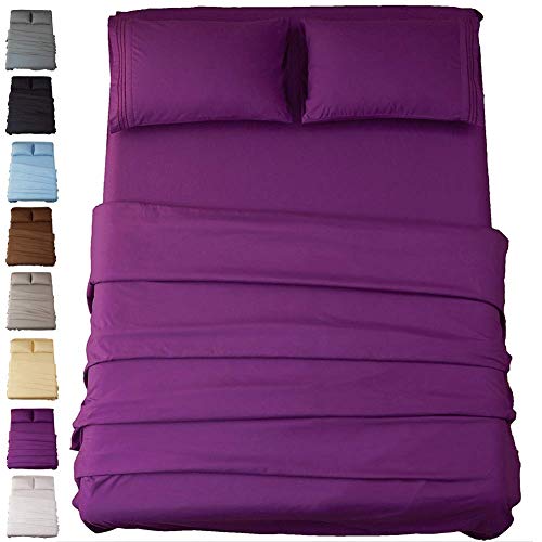 Product Cover Sonoro Kate Sheets Super Soft Microfiber 1800 Thread Count 18 Inch Deep Pocket 4 Piece Queen Purple