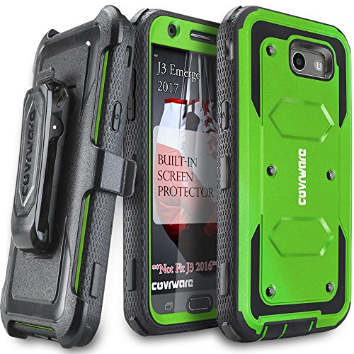 Product Cover Galaxy J3 2017/J3 Prime/J3 Emerge/J3 Eclipse/Express Prime 2/Luna Pro/Amp Prime 2/Sol 2 Case,COVRWARE [Aegis] Built-in [Screen Protector] Heavy Duty Rugged Holster [Belt Clip][Kickstand] Green