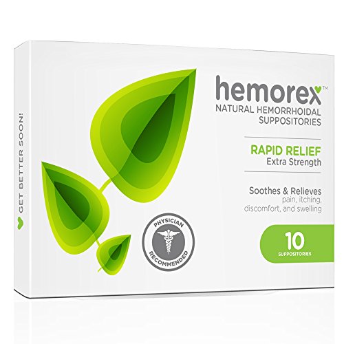 Product Cover Hemorex Hemorrhoid Pain Relief Suppositories, All-Natural Healing Formula with Propolis & Coconut Oil - 10 Count