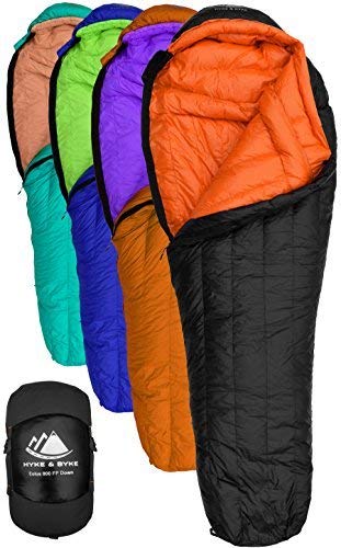 Product Cover Hyke & Byke Eolus 15 & 30 Degree F 800 Fill Power Hydrophobic Goose Down Sleeping Bag with ClusterLoft Base - Ultra Lightweight 3 Season Men's and Women's Mummy Bag Designed for Backpacking