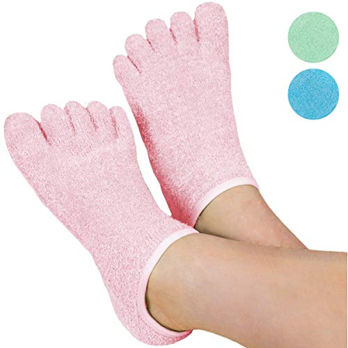 Product Cover LE EMILIE 5 Toe Moisturizing Gel Socks | Perfect for Healing Dry Cracked Heels and Feet | Infused with an Aromatherapy Blend of Lavender and Jojoba Oil | 1 Pair, Pink