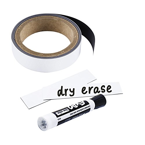 Product Cover Houseables Write On Magnets Roll, Dry Erase Magnetic Strip, Glossy White, 1 Inch Wide x 25' Long, Wipe Off Labels, Magnetically Receptive Whiteboard Sheet, Board Magnet, for Home, Office