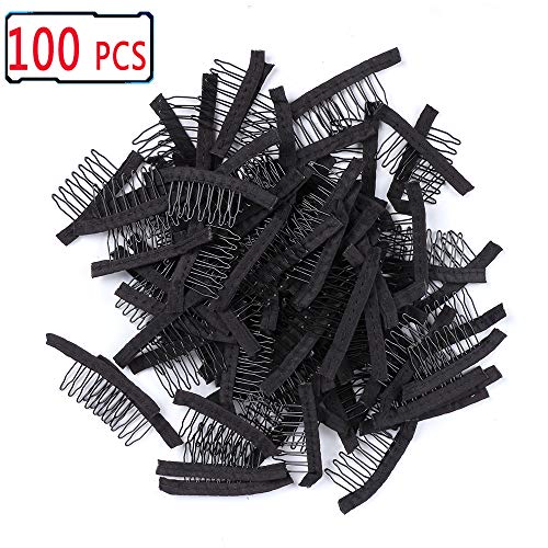 Product Cover AliLeader 100pcs Black Wig Combs For Making Wig Caps, Steel Tooth Lace Wig Clips, Glueless Wig Clips for Wig