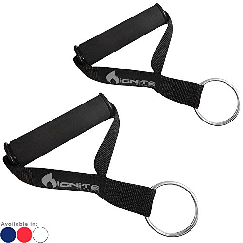 Product Cover Ignite Fitness Ultra Heavy Duty Elite Exercise Handles Solid ABS Cores, Comfortable Extra Wide Foam Grips, Seamless O Rings - Perfect Resistance Band Handles Crossfit Bodybuilding