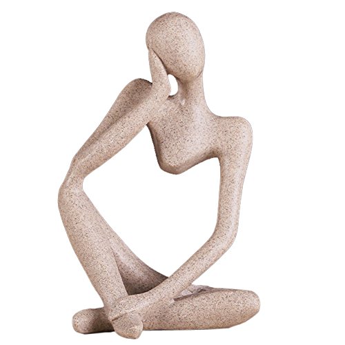 Product Cover Ozzptuu Sandstone Resin Thinker Style Abstract Sculpture Statue Collectible Figurines Home Office Bookshelf Desktop Decor (Style 5)