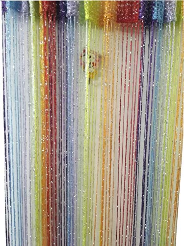 Product Cover ave split Decorative Door String Curtain Wall Panel Fringe Window Room Divider Blind Divider Tassel Screen Home 100cm200cm (Colorful18)