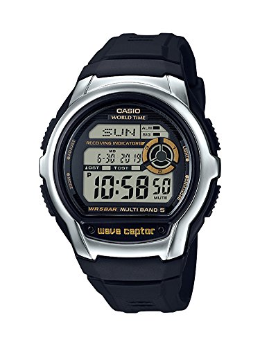 Product Cover Casio Men's Wave Cepto Stainless Steel Quartz Watch with Resin Strap, Black, 22.4 (Model: WV-M60-9ACF)