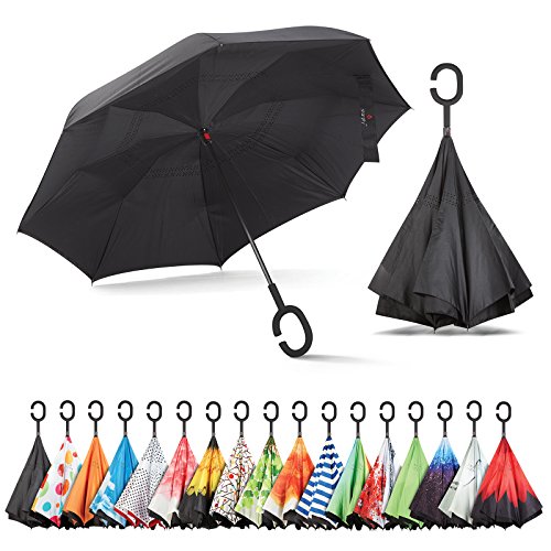 Product Cover Sharpty Inverted Umbrella, Double Layer Windproof Umbrella, Reverse Umbrella, Umbrella with UV Protection, Upside Down Umbrella with C-Shaped Handle