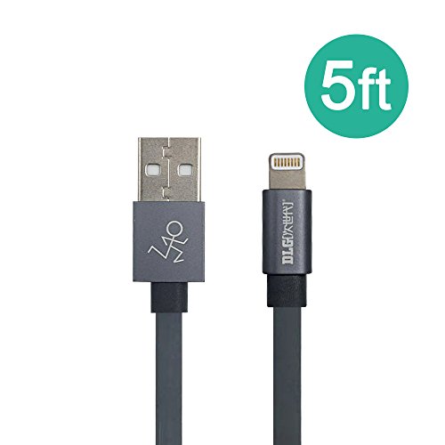 Product Cover [Apple MFI Certified] DLG lightning Cable 5ft High Speed cord Noodle Flat iphone charger USB to lightning cable Data Sync apple Charging Cable for iPhone7/7plus,6/6plus/5/SE/5S/4,iPad,iPod and more