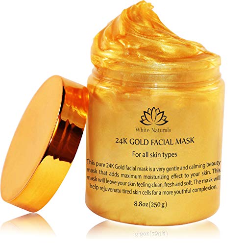 Product Cover 24K Gold Facial Mask By White Naturals:Rejuvenating Anti-Aging Face Mask For Flawless Skin, Reduces Fine Lines &Wrinkles,Clears Acne,Minimizes Pores,Moisturizes & Firms Up Your Skin