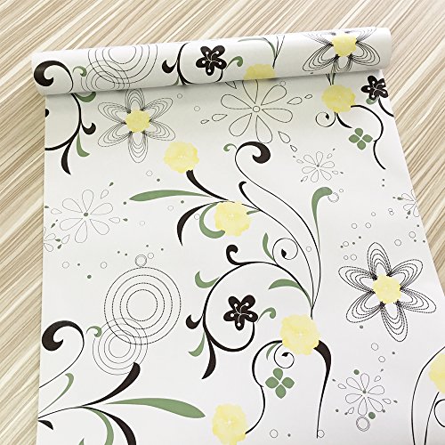 Product Cover Yifely Yellow Blooms Contact Paper Decorative Shelf Drawer Liner Self-Adhesive Storage Locker Decor 17.7 Inch by 9.8 Feet