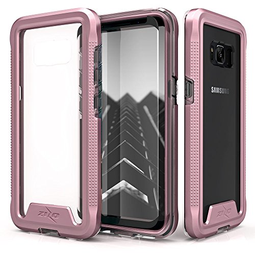 Product Cover Zizo ION Series Compatible with Samsung Galaxy S8 Case Military Grade Drop Tested with Tempered Glass Screen Protector Rose Gold Clear