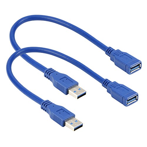 Product Cover RIITOP Short USB 3.0 Extension Cable Type A Male to Female Blue 1 Foot (2-Pack)