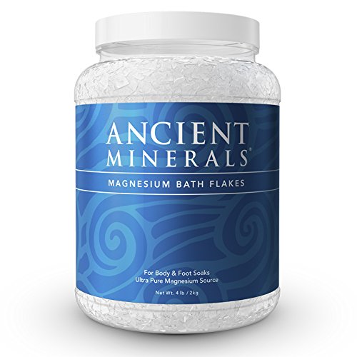 Product Cover Ancient Minerals Magnesium Bath Flakes of Pure Genuine Zechstein Chloride - Resealable Magnesium Supplement Bag That Will Outperform Leading Epsom Salts (4.4 lb)