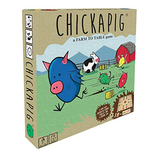 Product Cover Buffalo Games Chickapig Board Game - A Strategic Board Game Where Chicken-Pig Hybrids Attempt to Reach Their Goal While Dodging Opponents, Hay Bales, and an Ever-Menacing Pooping Cow.