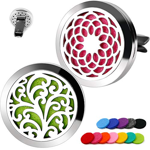 Product Cover 2PCS RoyAroma 30mm Car Aromatherapy Essential Oil Diffuser Stainless Steel Locket with Vent Clip 12 Felt Pads