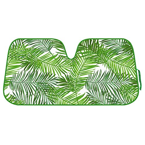 Product Cover BDK Tropical Leaves Auto Windshield Sun Shade for Car SUV Truck - Balmy Fern - Double Bubble Foil Jumbo Folding Accordion - AS-768