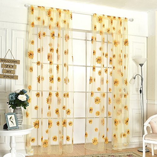 Product Cover Patgoal Sunflower Scarf Sheer Voile Door Window Curtains Drape Panel Screens Sheer