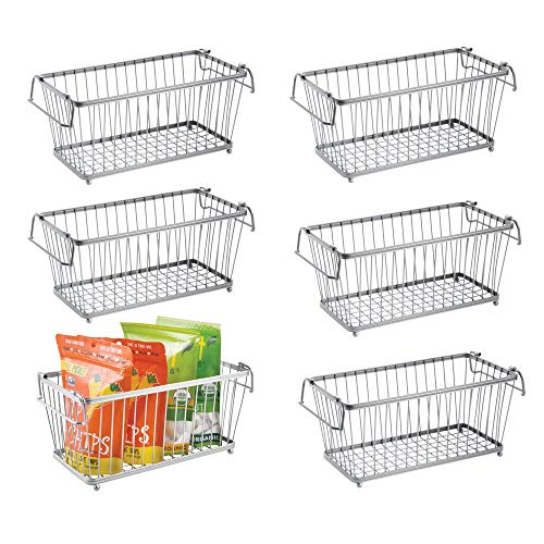 Product Cover mDesign Household Stackable Metal Wire Storage Organizer Bin Basket with Built-In Handles for Kitchen Cabinets, Pantry, Closets, Bedrooms, Bathrooms - 12.5