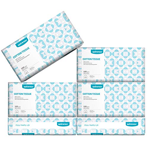 Product Cover Dry Baby Wipes Winner Soft Dry Wipes 600 Count Cotton Tissue Unscented Facial Cotton Wipes for Sensitive Skin (6 Pack)