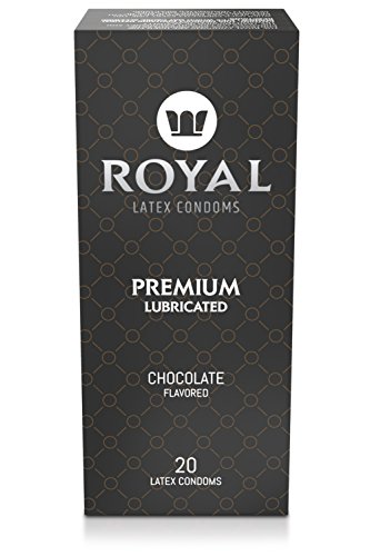 Product Cover Royal Ultra-Thin Latex Condoms - Chocolate Flavored and Lubricated - Strong, FDA Approved Non-Toxic Latex - All Natural, Organic, Vegan, No Cruelty Contraceptive - Snug Fit, Accurate Sizing - 20 Pack