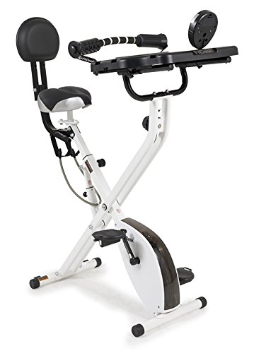 Product Cover FitDesk Folding Magnetic Stationary Exercise Bike Desk with Massage Bar and Bands, Upright Semi Recumbent Cycle for Indoor Cycling