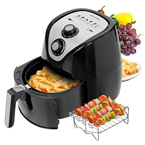 Product Cover Secura Air Fryer 3.4Qt / 3.2L 1500-Watt Electric Hot XL Air Fryers Oven Oil Free Nonstick Cooker with Additional Accessories, Recipes, BBQ Rack & Skewers for Frying, Roasting, Grilling, Baking