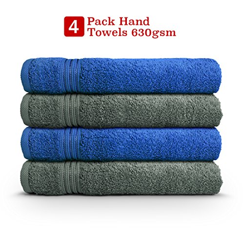 Product Cover Swiss Republic Signature 4 Piece 630 GSM Cotton Hand Towel - Blue and Grey