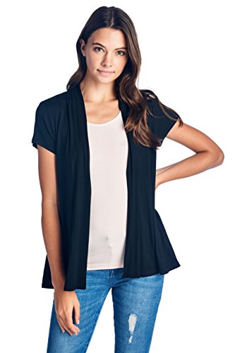 Product Cover Soft Bamboo Open Front Short Sleeve Cardigan Sweater for Women -Made in USA