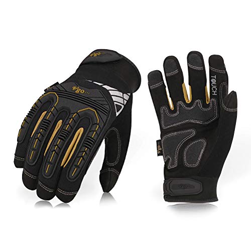 Product Cover Vgo High Dexterity Heavy Duty Mechanic Glove, Rigger Glove, Anti-vibration, Anti-abrasion, Touchscreen (1Pair, Size M, Black, SL8849)