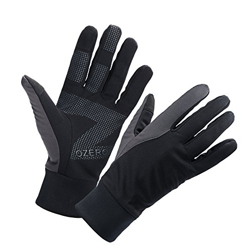 Product Cover OZERO Driving Gloves for Men, Winter Warm Bike Glove for Smart Phone Texting with Non-Slip Silicone Gel - Thermal Cotton - Windproof and Waterproof for Running, Cycling - Black (X-Large)