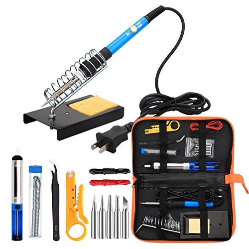 Product Cover Anbes Soldering Iron Kit Electronics, 60W Adjustable Temperature Welding Tool, 5pcs Soldering Tips, Desoldering Pump, Soldering Iron Stand, Tweezers
