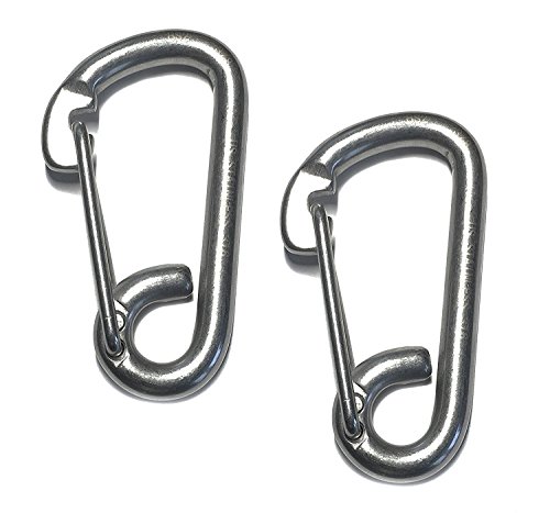Product Cover 2 Pieces Stainless Steel 316 Spring Hook Carabiner 3/8