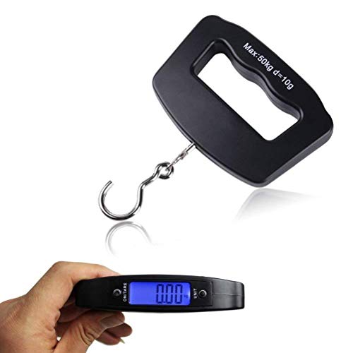 Product Cover Odowalker Fishing Scale Luggage Weighing Scale Digital Electronic Balance Backlit LCD Display Scales with Hanging Hook,50 Killogram / 110 lb - Big Handle