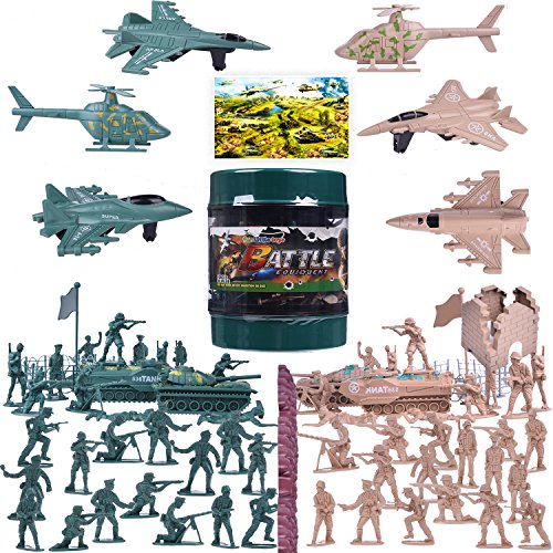 Product Cover FUN LITTLE TOYS 232 PCs Army Men Action Figures Army Toys of WW 2, Military Playset with a Map, Toy Tanks, Planes, Flags, Soldier Figures, Fences & Accessories