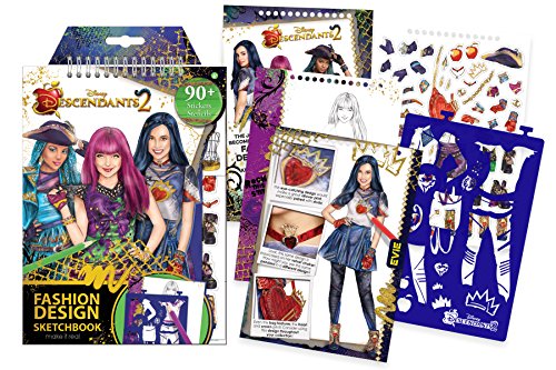 Product Cover Make It Real - Disney Descendants 2 Fashion Design Sketchbook. Disney Inspired Fashion Design Coloring Book for Girls. Includes Evie Sketch Pages, Stencils, Stickers, and Design Guide