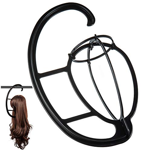 Product Cover 4 Pack Dreamlover Wig Hanger, Portable Hanging Wig Stand for All Wigs and Hats, Collapsible Wig Dryer, Durable Wig Stand Tool Holder, Hat and Cap Holder, Black