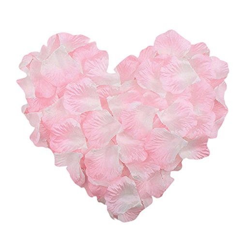 Product Cover NEO LOONS 1000 Pcs Artificial Silk Rose Petals Decoration Wedding Party Color Light Pink & White