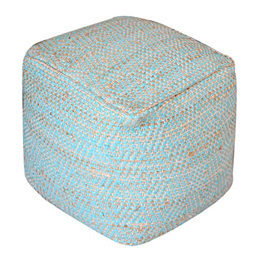 Product Cover Christopher Knight Home Ada Hand Woven Aqua Fabric Pouf, Blue