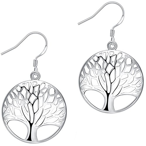 Product Cover AMBESTEE Tree of Life Earrings,Fashion Jewelry Sterling Silver Plated Tree Pendants Drop Dangle Earrings Dangles for Women Girls