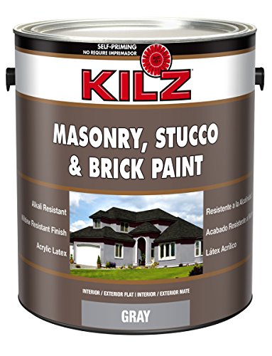Product Cover KILZ Interior/Exterior Self-Priming Masonry, Stucco and Brick Flat Paint, 1 gallon, Gray