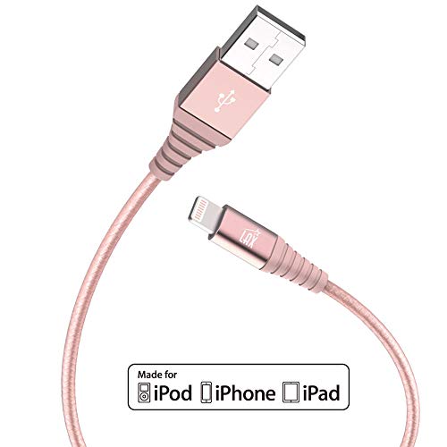 Product Cover LAX Apple MFi Certified Cable - Nylon Braided 6ft Strong Lightning Cord - Lightning to USB Tough Charging Cord for iPhone 11, 11 Pro, 11 Pro Max, XS Max, XS, X, 8, 8 Plus, 7, 7 Plus, iPad, iPod & More