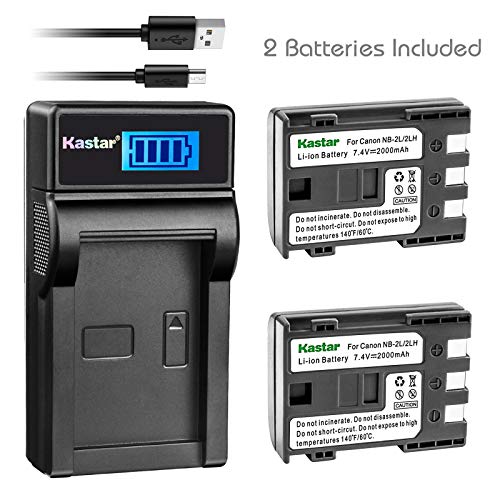 Product Cover Kastar Battery (X2) & LCD Slim USB Charger for Canon NB-2L NB-2LH NB-2L12 NB-2L14 NB-2L24 BP-2L5 BP-2LH and Canon EOS Digital Rebel XT Xti Cameras