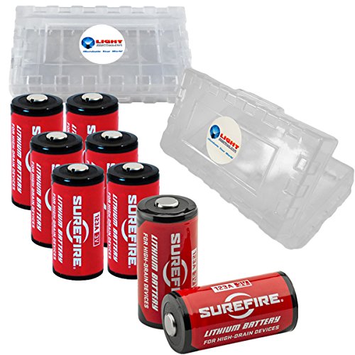 Product Cover 8 Pack Surefire CR123A Lithium Battery 3v with 2 LightJunction Battery Cases