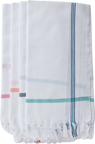 Product Cover Fancyadda Handloom White Cotton Bath Towels (Pack of 4, 30x60, 2.5 feet Width x 5 feet Length, Light Weight, Fast Absorbing)
