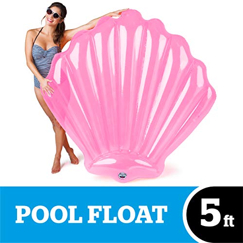 Product Cover BigMouth Inc Giant Inflatable Pink Seashell Pool Float, Funny Inflatable Vinyl Summer Pool or Beach Toy, Patch Kit Included