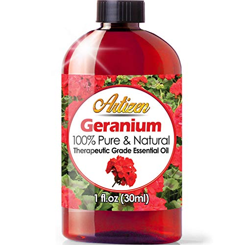 Product Cover Artizen Geranium Essential Oil (100% PURE & NATURAL - UNDILUTED) Therapeutic Grade - Huge 1oz Bottle - Perfect for Aromatherapy, Relaxation, Skin Therapy & More!