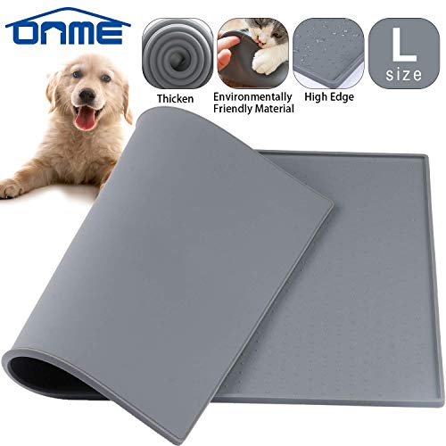 Product Cover ONME Dog Cat Feeding Mat, FDA Grade Silicone Waterproof Pet Food Mat, Non Slip Dog Cat Bowl Placemat(Large)