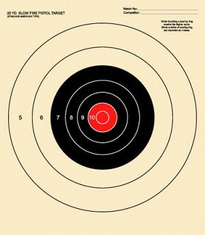 Product Cover 25 Yard Slow Fire Pistol Target, Official NRA Target B-16, Bullseye Target, (Red, 50)